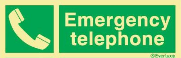 Safety sign Emergency telephone with text - 300x100mm